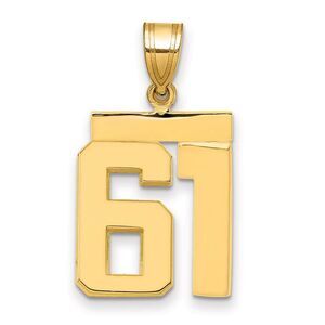 14k Yellow Gold, Athletic Collection Medium Polished Number 61 Pendant
